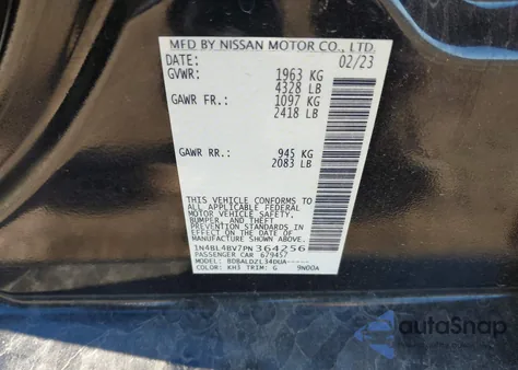 2023 Nissan Altima S Fwd from USA, damaged, VIN 1N4BL4BV7PN364256